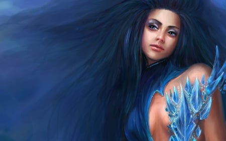 Fantasy Beauty - woman, girl, serene, image, wallpaper, fantasy, art, beautiful, blue, digital