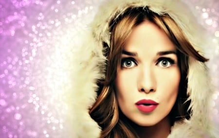 Natalia Oreiro - woman, actress, fur, natalia oreiro, winter, singer, model, white, glitter, face, by cehenot