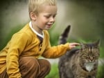 * Boy with cat *