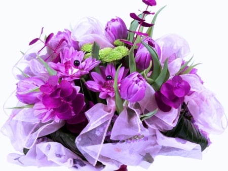 Bouquet - shades, photography, colors, bouquet, flowers, colorful, tulips, nature, purple