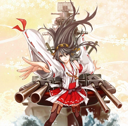 BattleShip - pretty, anime, anime girl, female, beautiful, ship, girl, beauty, lovely, brown hair, long hair, sweet, nice