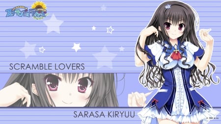 ~Kiryuu Sarasa~ - scramble lovers, anime, long hair, blush, kiryuu sarasa, black hair, dress