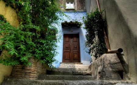 Door - stairs, stair, old door, door, doors, old