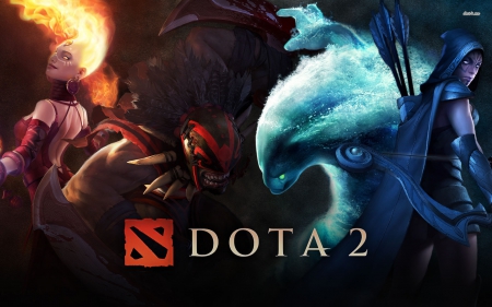 Dota 2 - evil vs good, monster, water, fire, water monster, dota 2, fire monster, dota, fire vs water