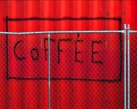 Coffee - coffee, red and black, red panel, two colors, words, text