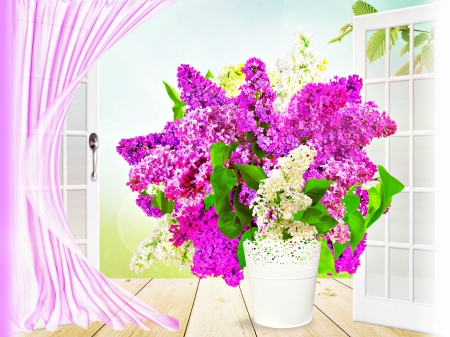 Spring Breeze - Window, Lilacs, Breeze, Spring