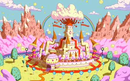 BUBBLEGUM ISLAND - castle, princess, bubblegum, island