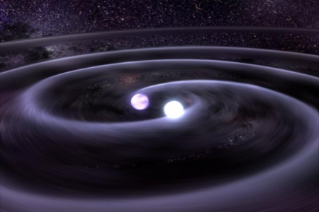 gravity waves - around, spinning, stars, two