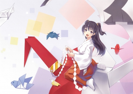 Miko - japan, cute, origami, orginal, miko, girl, japanese