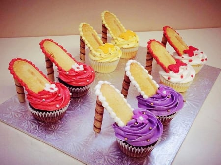 Spring sweets - shoes, sweets, dessert, cupcakes