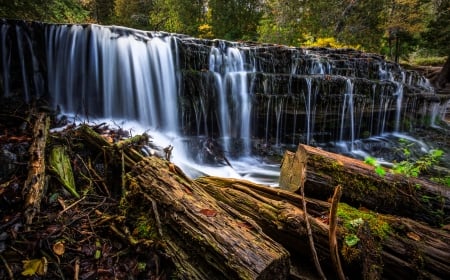 Au Train Falls, Michigan - forest, water, river, wood, cascades