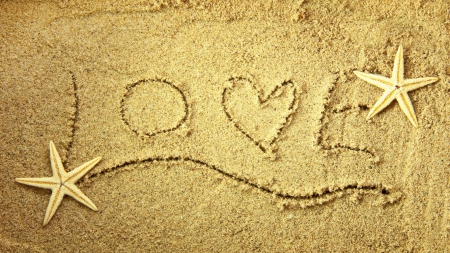 ღ AMOR ღ - word, on, the, love, sand