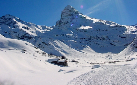 Winter - blue, landscape, snow, great, mountain, nice, france, houses, other, house, winter, alps, beautiful, photography, rock, beauty, cool, architecture, savoie, ice, bonneval, white, picture, cold, mountains, peaceful