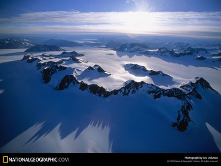 Yukon River - ice, sun, winter, white, cold, snow, river, yukon, arctic