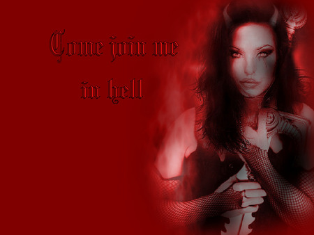 in hell - hell, sexy, gothic dark red devil devil woman, on hell, shedevil other