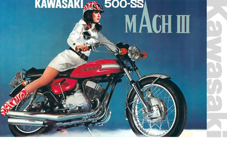 Kawasaki Mach III - motorcycle, kawasaki, classic, old, mach