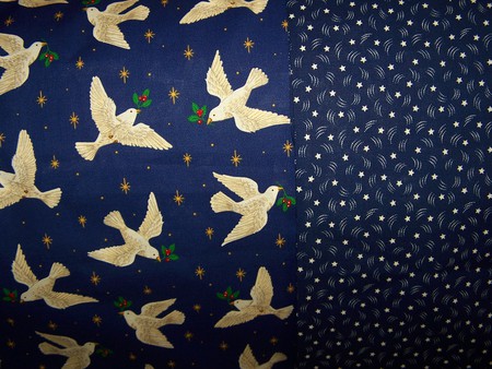 Heavenly Doves and Stars - ivy, stars, holly, doves in flight