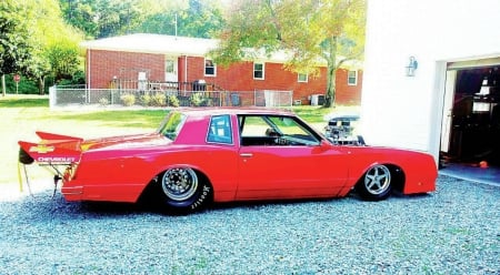 1986-Monte-Carlo-SS-Dragster - blown, 1986, gm, red