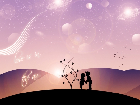 Love is in the air - sky, love, vector, art