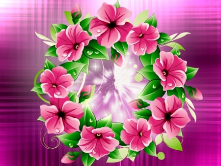 Floral background - nice, background, colorful, lovely, pretty, floral, pink, petals, beautiful, photoshop, leaves, flowers