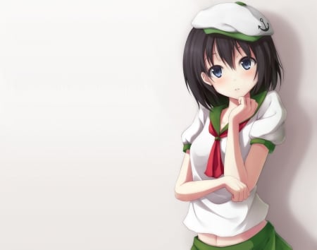 Murasa Minamitsu - cute, plain, beautiful, anime girl, girl, hat, simple, touhou, pretty, kawaii, short hair, beauty, sweet, anime, hd, nice, cap, lovely, female