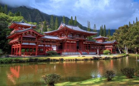 Buddist Temple on Oahu, Hawaii - Buddist, Reflection, Hawaii, Temple