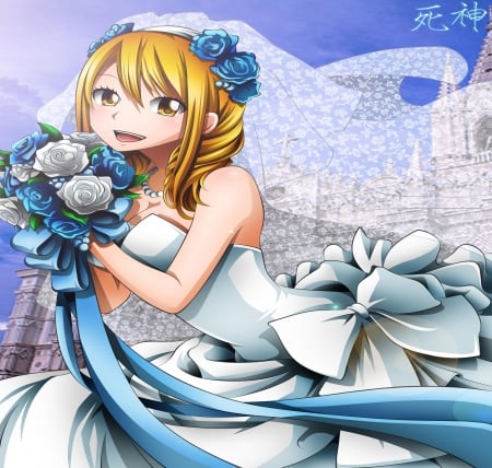 Lucy - girl, pretty, fairy tail, lucy, anime, bride, blonde