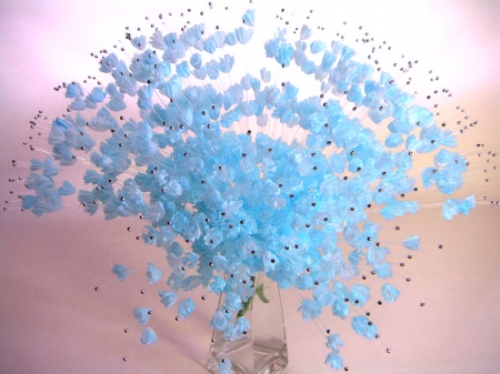 A flurry of blue - flowers, blue, delicate, vase