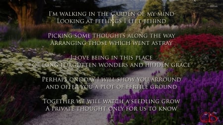 Garden of my mind poem - poetry, poem, garden of my mind, garden path, flowers, garden, text