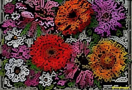 DOTTED DAISIES - creation, art, abstract, daisies