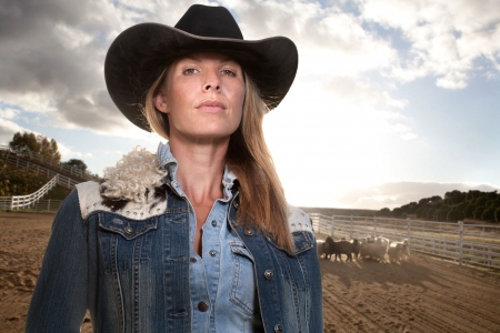 Think You're Tough? - style, girls, westerns, women, cows, models, hats, ranch, cowgirls, outdoors, sky, rodeo, fun, female, blondes, fashion