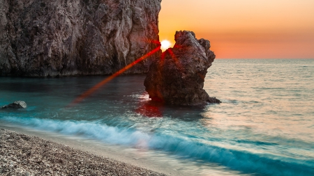 Beautiful sunset - beach, sky, nature, sunset