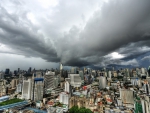 storm clouds over city