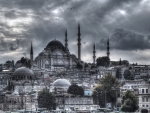 beautiful mosque on a hill in istanbul hdr