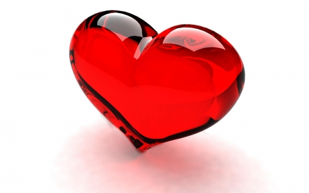 Glass heart - white, heart, red, valentine, figurine, day, glass