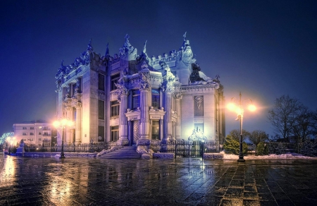 Beautiful architecture - night, house, lights, beautiful architecture