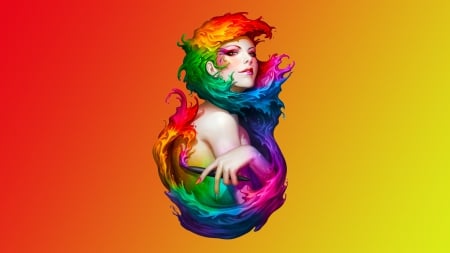 Creative Beauty - beautiful, serene, girl, colorful, fantasy, digital, woman, art, wallpaper