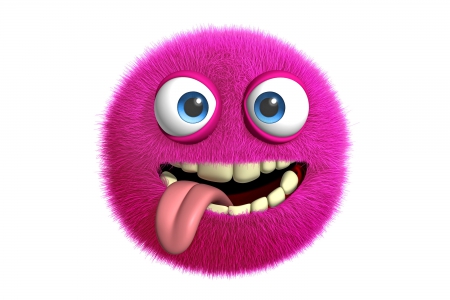 ♥3D Monster♥ - fluffy, monster, funny, cute, face, 3d, pink, tongue