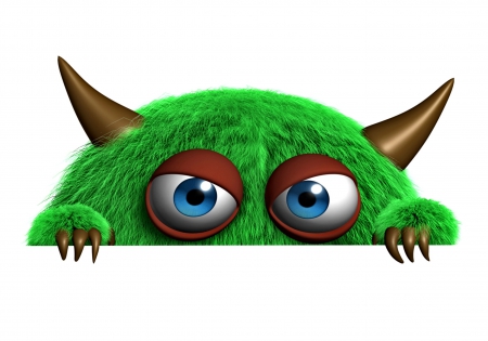 ♥3D Monster♥ - fluffy, monster, green, cute, face, 3d