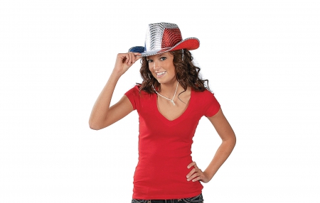 Happy Cowgirl - style, fun, famous, models, female, fashion, hats, cowgirls, western, brunettes, class