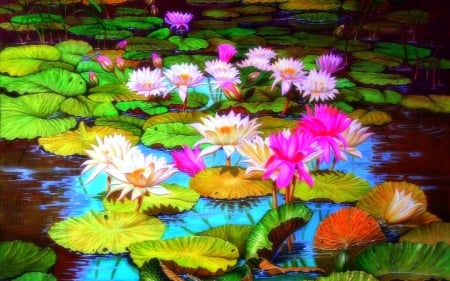 Dragonflies on lotus - lotus, water, pond, fields, photography, leaves, colors of nature, white, nature, dragonflies, red, painting, art