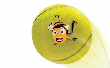 Bee Movie (2007) - ball, funny, animation, white, yellow, bee movie, insect, disney, green