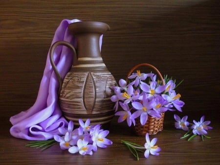 Still Life - flowers, vase, decoration, beautiful, home-style, purple style, still life