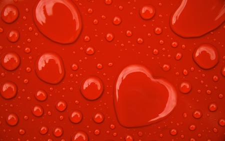 Water drops - shape, red, heart, water drops, day, valentine