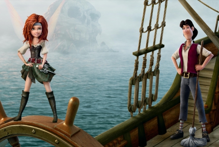 The pirate fairy (2014) - redhead, tinkerbell, movie, girl, zarina, water, wings, fantasy, ship, man, disney, sea, the pirate fairy