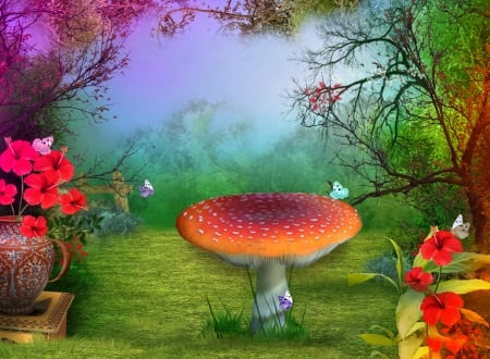 Beauty of Nature - flowers, trees, blossoms, fly agaric, butterflies, artwork