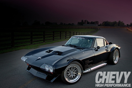 1963-Chevy-Corvette - classic, bowtie, pipes, gm