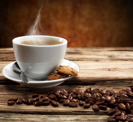 ♥Coffee♥ - beans, coffee, hot, cookies, cup