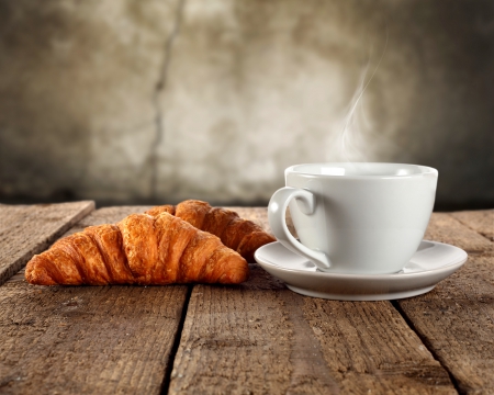 ♥Breakfast♥ - coffee, hot, breakfast, croissant, cup