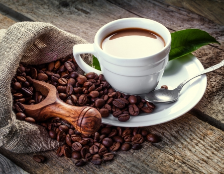 ♥Coffee♥ - cloth, beans, coffee, leaf, cup